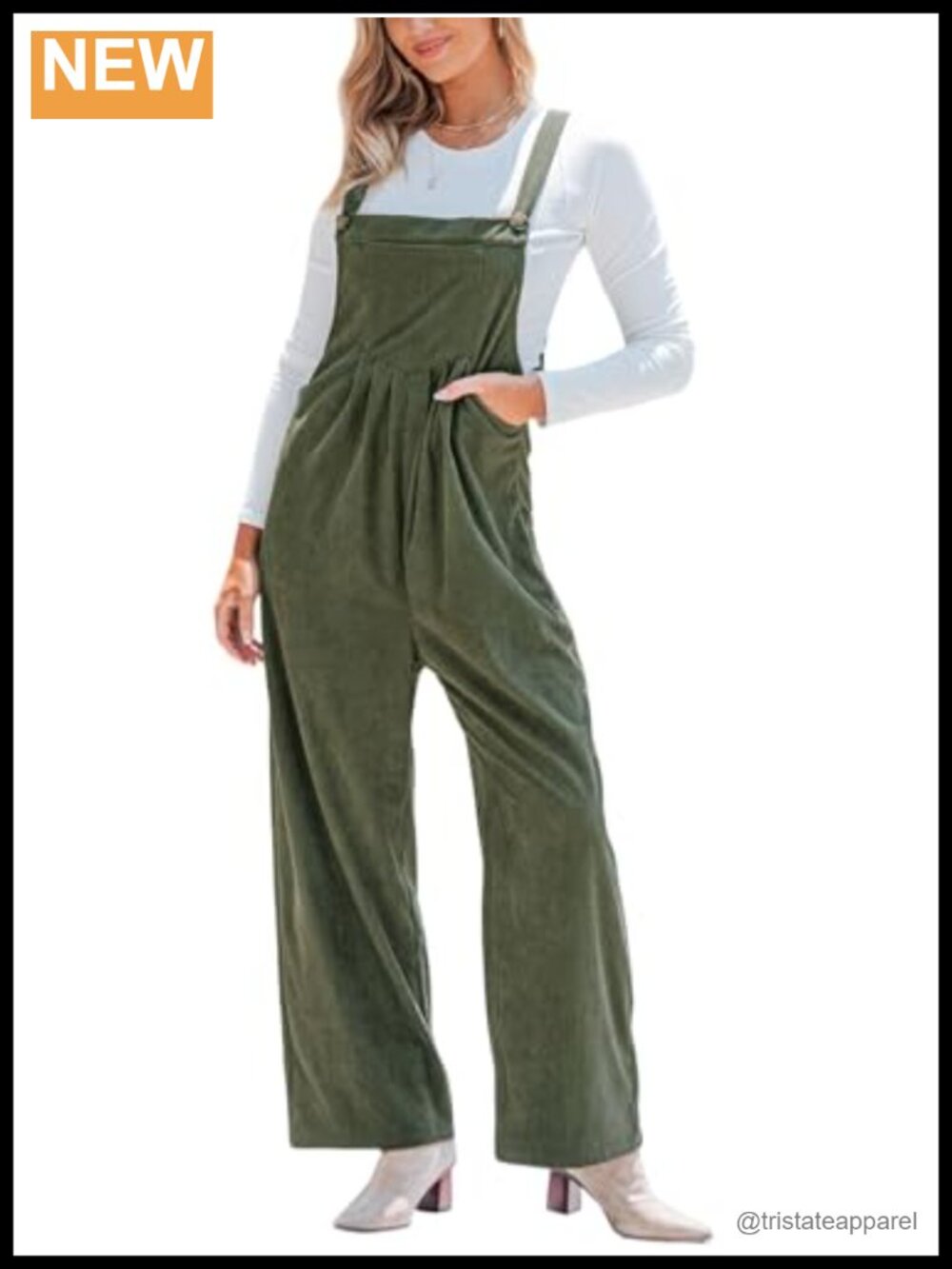 Corduroy Overalls for Women Loose Fit Wide Leg Adjustable Strap Jumpsuit with
